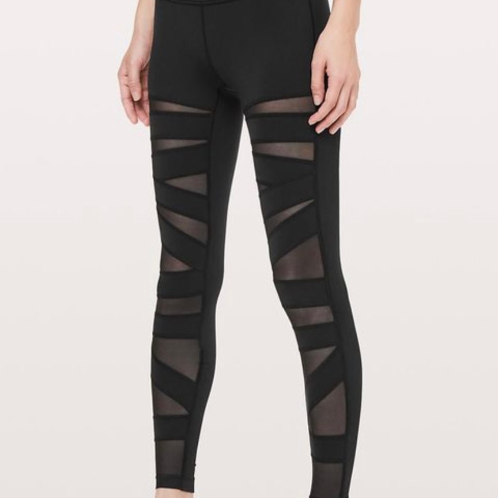 LULULEMON| Wunder Under Pant High Rise Tech Mesh | Black| Womens 8 | 31”